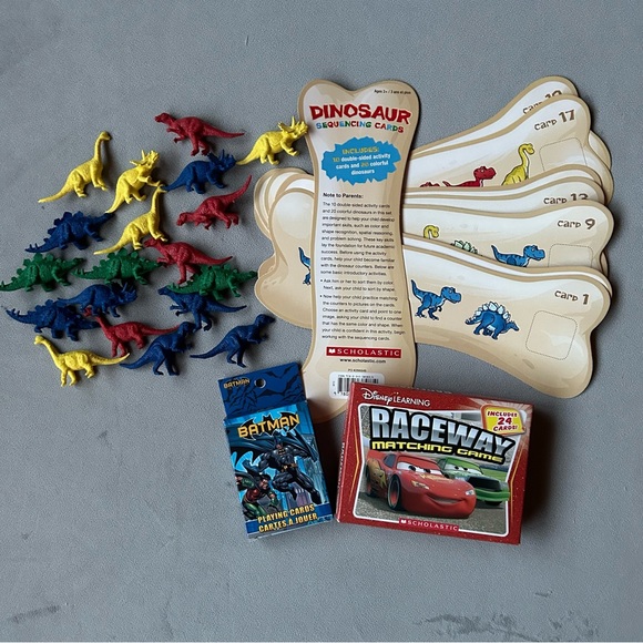 Set of 3 ~ Puzzles & Games ~ Dinosaur Patterns - Batman Cards - Cars Matching - Picture 11 of 11